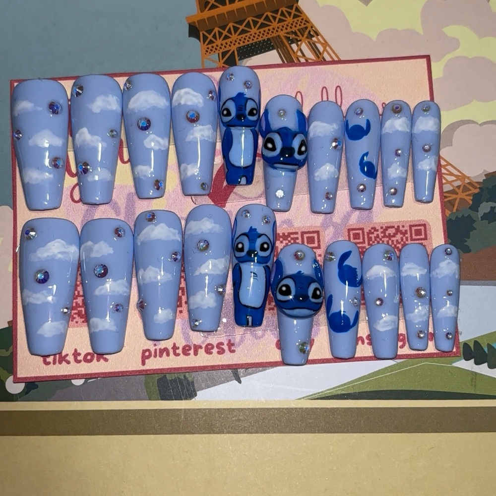 Stitch on Cloud Press On Nails 20pc set nail tab and nail glue included